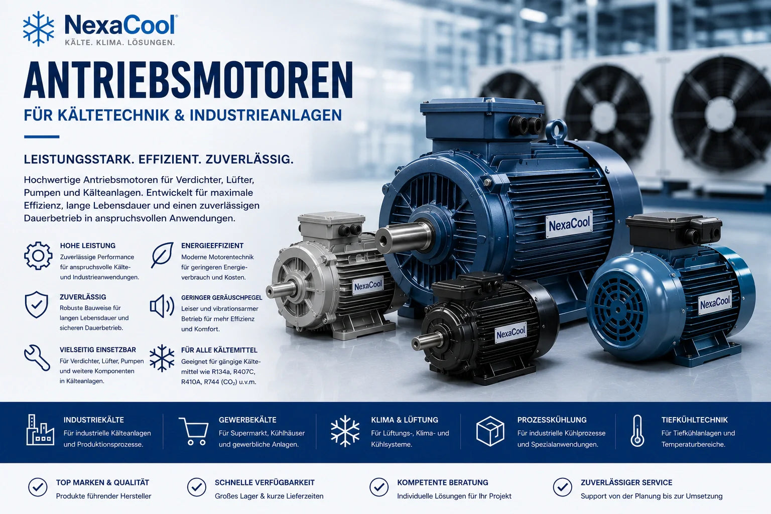 Antriebsmotoren für professionelle Kältetechnik und Industrieanlagen von NexaCool