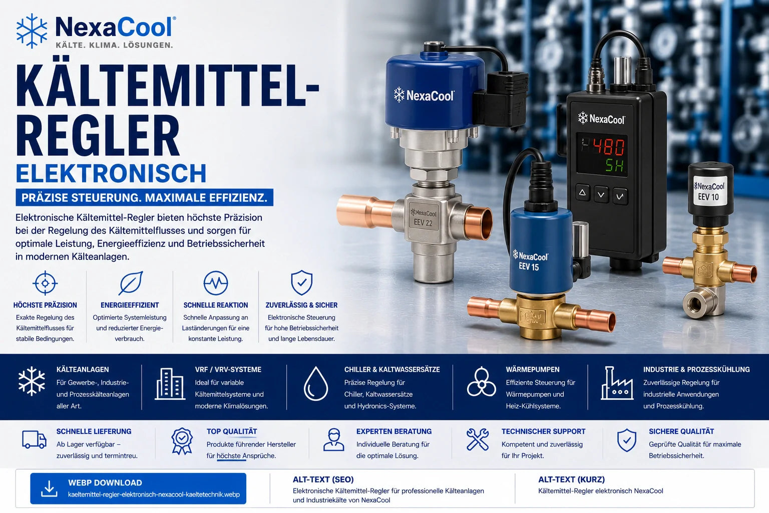 Elektronische Kältemittel-Regler für professionelle Kälteanlagen und Industriekälte von NexaCool