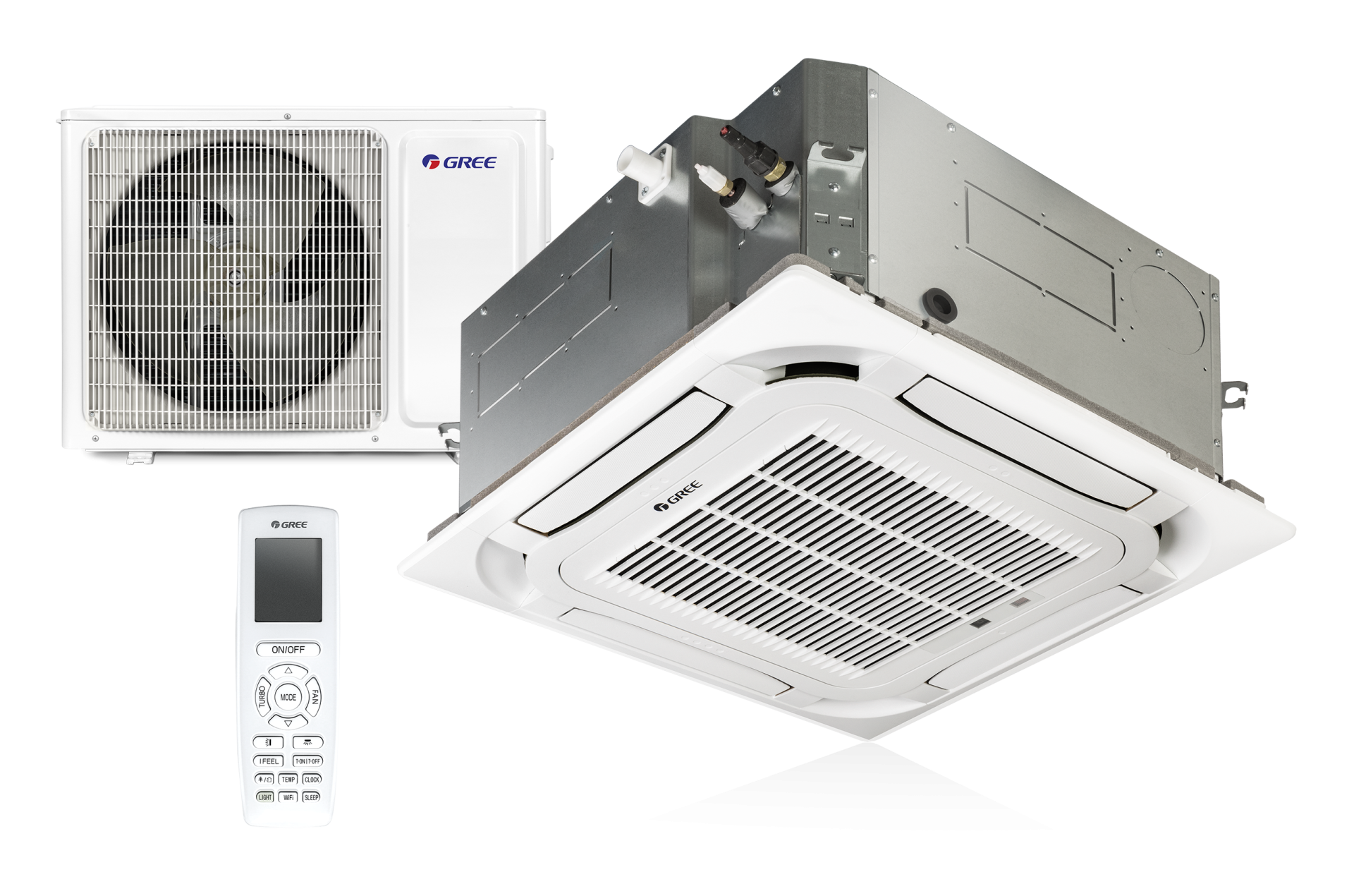 GREE GUD-125-TA/WAX | Deckenkassetten Klimaanlagen Set | 12,0 kW