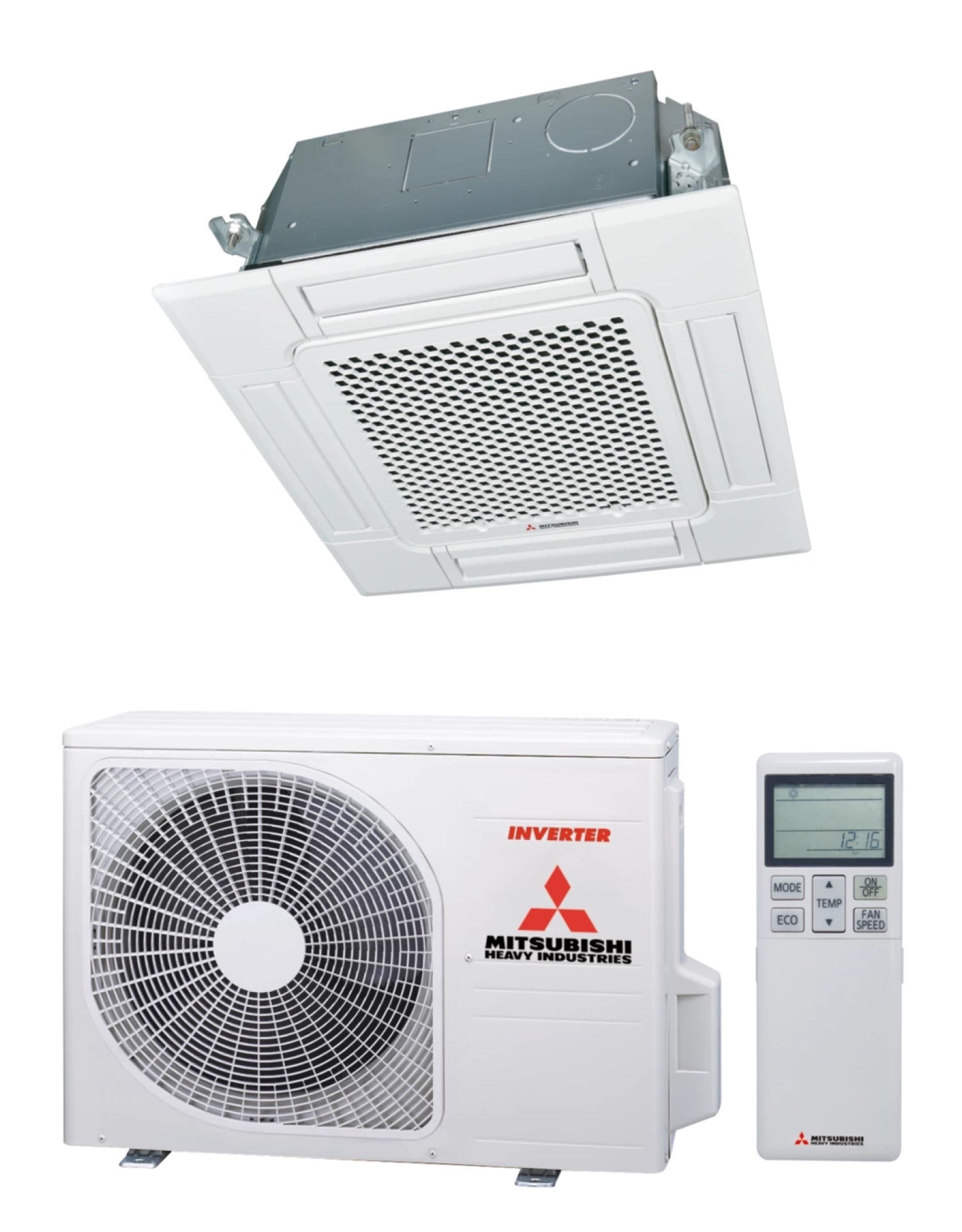 Mitsubishi Heavy FDTC60VH + SRC60ZSX-W1 – 4-Wege-Deckenkassettengerät-Set 6,0 kW R32 – Split-Klimaanlage