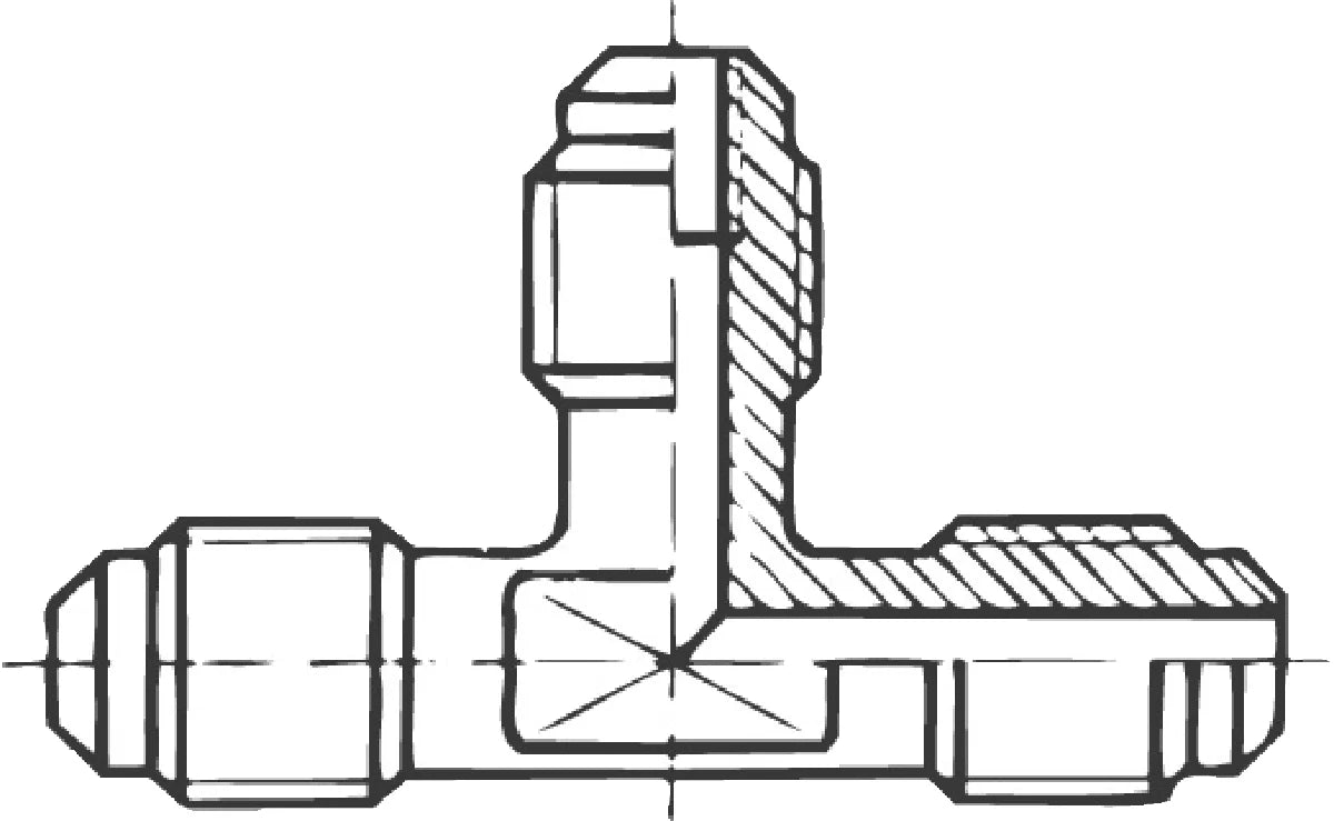 Schraderventil T-Stück schraub VT 2-4 7/16"UNFx7/16"UNF a x a x a