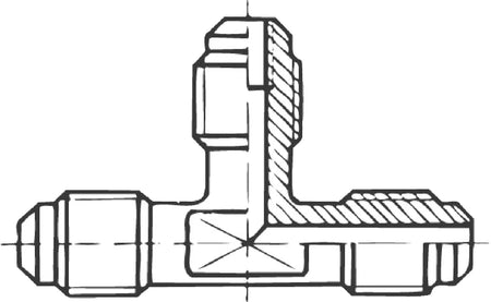 Schraderventil T-Stück schraub VT 2-4 7/16"UNFx7/16"UNF a x a x a