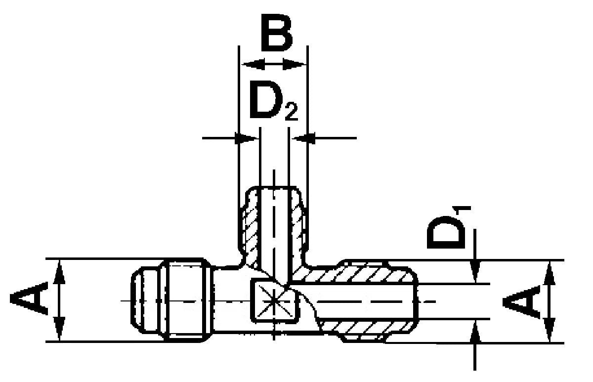 T-Stück reduziert TR 5/8"x7/16"UNF