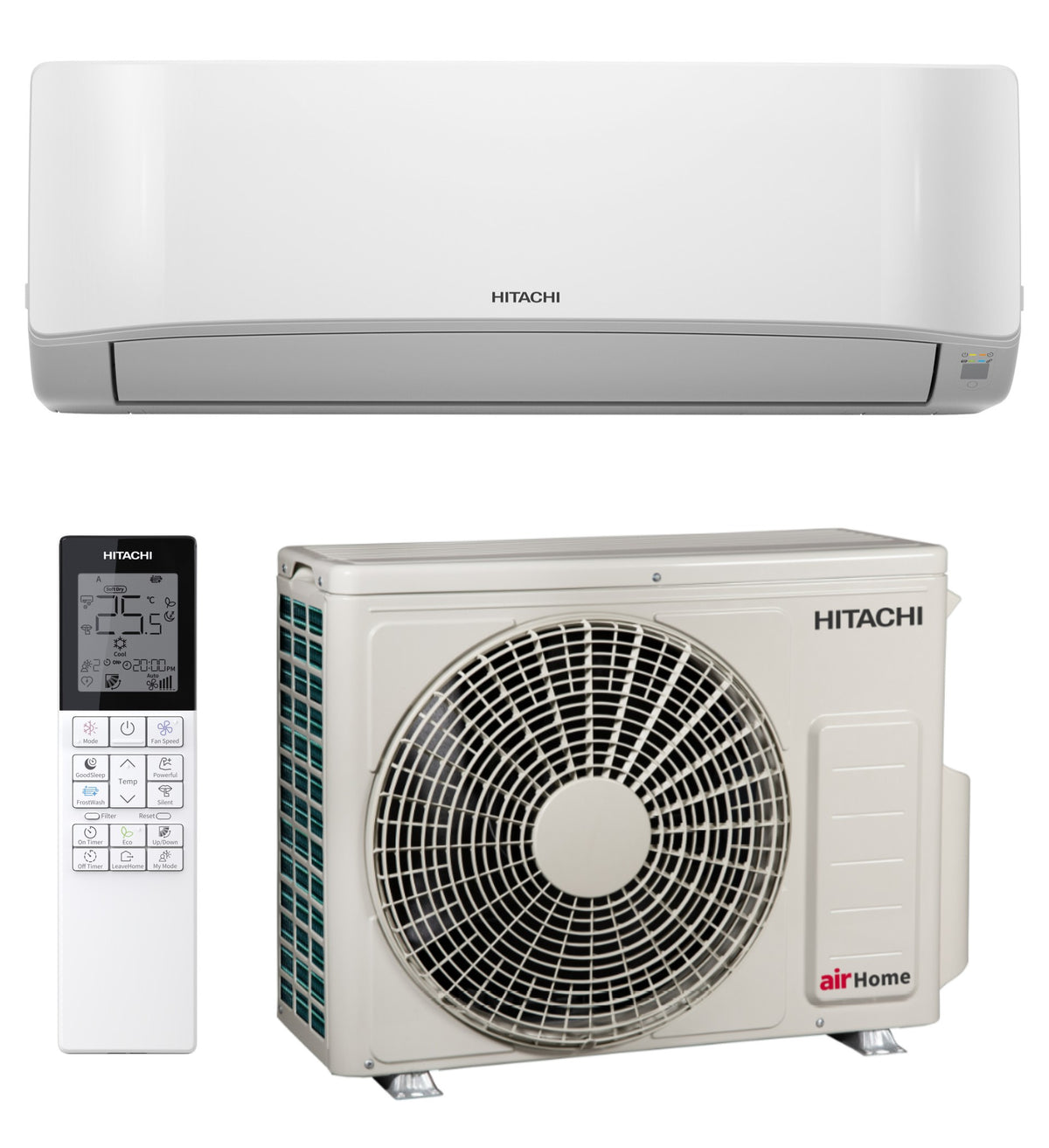 Hitachi RAK-DJ25RHAE + RAC-DJ25WHAE – Wandgerät-Set 2,5 kW R32 – Split-Klimaanlage