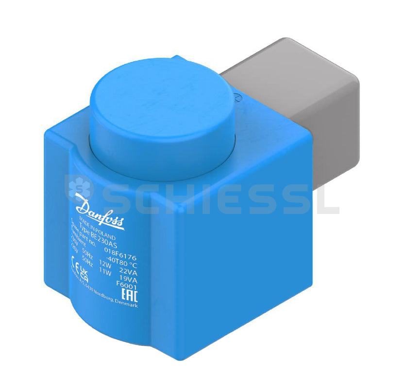 Danfoss Magnetventilspule Clip-on AMP BE230AS 230V/50Hz AC 10W 018F6176