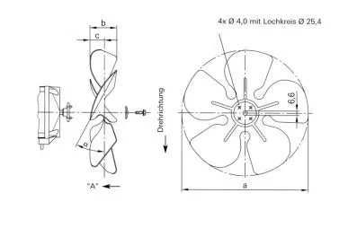 EBM Ventilatorflügel D=172mm 28 Grad drückend (A)