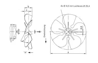 EBM Ventilatorflügel D=300mm 22 Grad drückend (A)